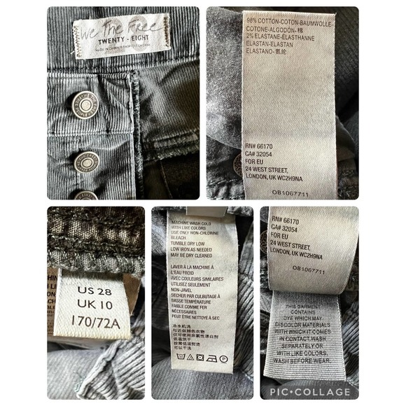We the Free Free sage/blue/green Corduroy Free People Pants Button Fly S… - Picture 6 of 14